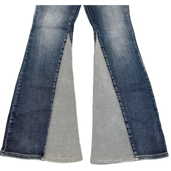 Judy Blue Mid Rise Flare Fit Leg Jeans Inseam Panel JB88524 Med Blue 9 29 - Picture 6 of 11